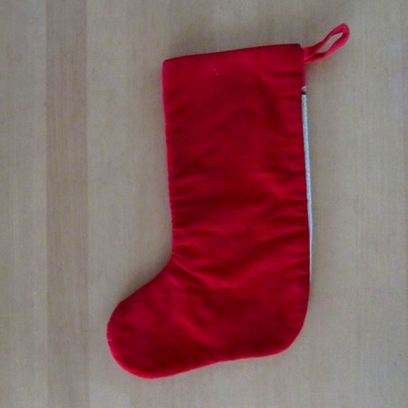 Red & green vintage needlepoint Christmas 14" stocking - Santa, toys and tree - Picture 7 of 7